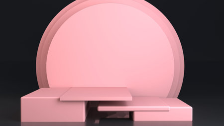 3d rendered showcase. 3d abstract backround for product cosmetic presentaton. Pink mockup