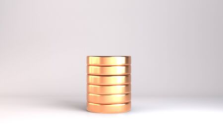 Banking and finance concept Gold coins isolated on white background. 3dの写真素材