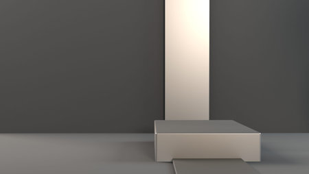 Beautiful, elegant background with a pedestal and a showcase. 3d illustration, 3d rendering.