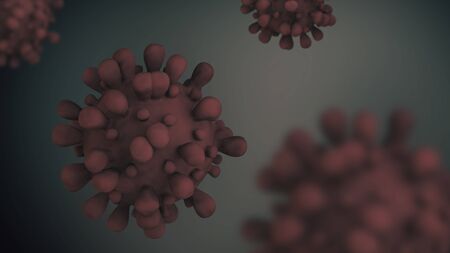 Coronavirus cells. View coronavirus influenza of microscope. Pathogenic viruses causing infection in organism.の写真素材