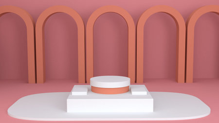 Minimal scene with cylinder podium. Abstract geometric background. Empty room to show a product,
