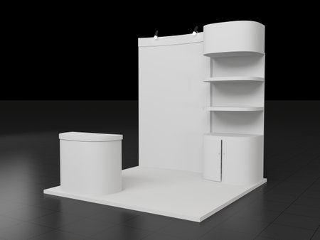 Blank exhibition stand. 3d render isolatedの写真素材