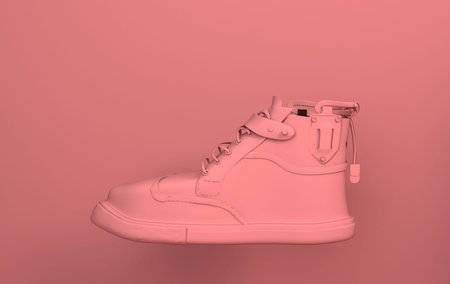 3d rendered Pink sneakers on the pink backgroundの写真素材