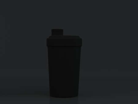 An abstract dark view of a black reflective shaker pint shaped beer glass with condensation on an isolated dark background 3D rendersの写真素材