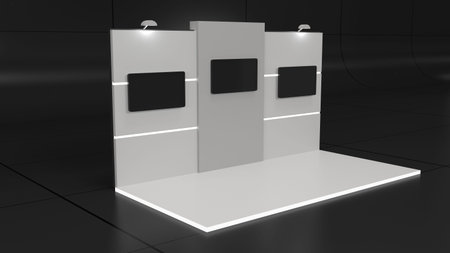 Blank stand design in exhibition or trade fair with tv displayの写真素材