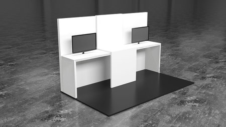 Booth with lighting inside the Trade show pavilion 3d