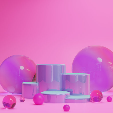 abstract pastel pink color geometric Stone and Rock shape background, minimalist mockup for podium display or showcase,の写真素材