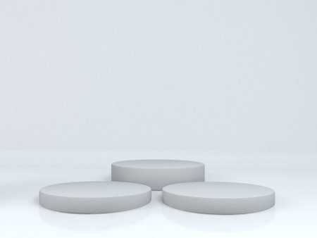3d gray background product display podium scene with leaf geometric platform. grey background 3d render with podium. stand to show cosmetic product.の写真素材
