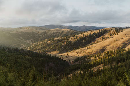 Sunset in the carpathian mountainsの写真素材