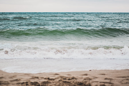 Shot of the water and the sand of the black sea