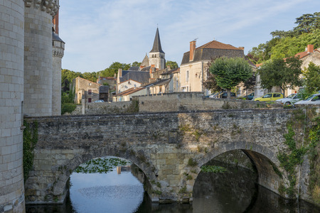Castle Chateau of Dissay in France with bridgeのeditorial素材