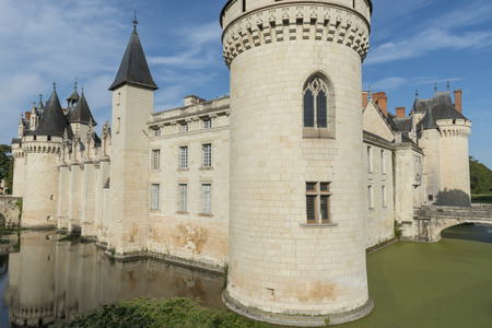 Great Chateau Castle of Dissay in France with several towers and bridge.のeditorial素材