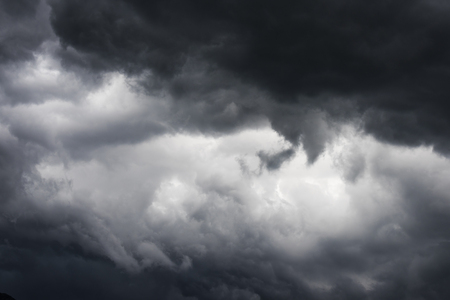 Black and white clouds, rain clouds, storm clouds.の写真素材