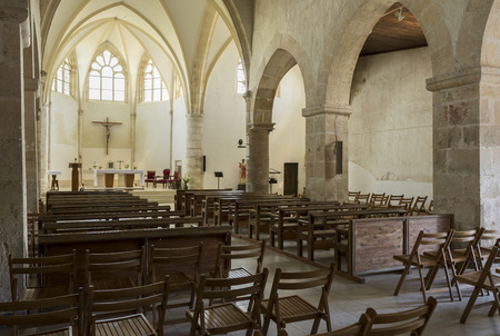 Chavot, France - June 12, 2017: Interior of the church of Chavot in the Champagne district, Franceのeditorial素材