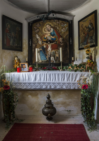 Matschwitz, Austria - July 21, 2017: Interior of a small chapel in Matschwitz, Montafon,  Austriaのeditorial素材