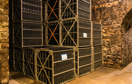 Epernay, France - June 10, 2017: Champagne caves at the Champagne House Castellane, France.