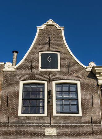 Facade of old monumental House Blokzijl, The Netherlands.のeditorial素材