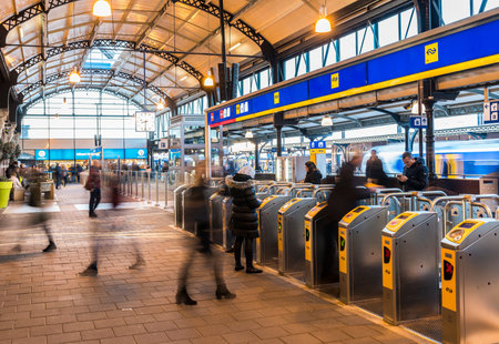 Nijmegen, Netherlands - November 7, 2017: OV-gates at railway central station Nijmegen with...