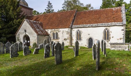 Brockenhurst, England - October 23, 2018:  Graveyard at the Episcopal St Nicholas church of Brockenhurst.のeditorial素材