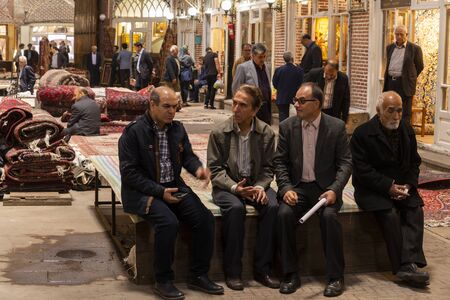 Tabriz, Iran - May 12, 2019: Great Bazaar in Tabriz with man at the carpet market, Iran.のeditorial素材