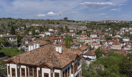 Safranbolu, Turkey - May 1, 2019:  Touristic village with typical Turkish white houses and minarets.のeditorial素材