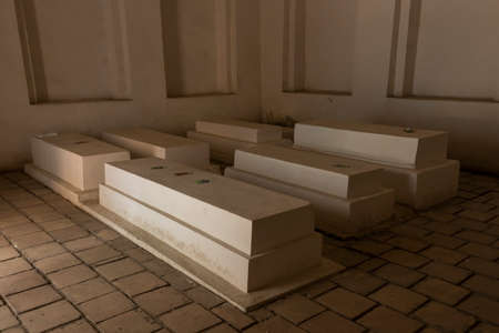 Samarqand, Uzbekistan - June 9, 2019: Six tombs at Shah i Zinda graveyard and mausoleums in Samarqand in Uzbekistan.のeditorial素材