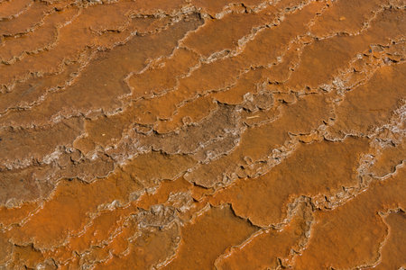 Structure of orange brown chalk, sedimentary terrace in Badab-e Suurt waterspring and hotspring in...
