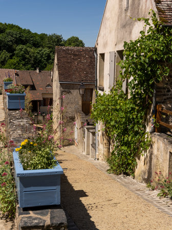 Gargilesse-Dampierre, France - June 14, 2022: Street of the small village Gargilesse, one of the Plus Beaux Villages de France.のeditorial素材