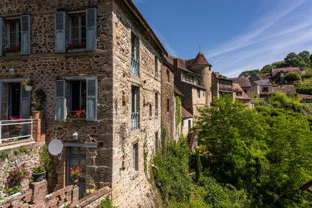 Gargilesse-Dampierre, France - June 14, 2022: Houses of the small village Gargilesse, one of the Plus Beaux Villages de France.のeditorial素材