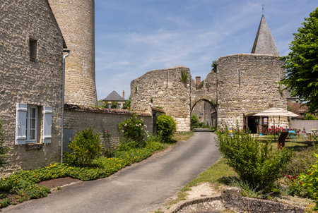 Yevre-le-Chatel, France - June 15, 2022: Fortress of Yevre-le-Chatel, one of the 'Plus Beaux Villages de France'.のeditorial素材