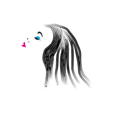 Free hand drawing sketch of a beautiful woman's face. Vector illustrationのイラスト素材