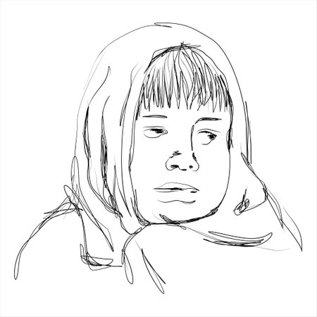 Hand drawn illustration of a cold person. Perfect for design elements, graphic images and wall decorationsのイラスト素材