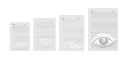Design of note book refills in sizes A5, A4, B5 sizes. Ready to print for personal use or fabrication. In a vector setのイラスト素材