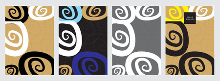 Minimalist modern cover design set. Creative abstract with curved lines on the background. Premium, luxury vector collection for catalogs, brochure templates, magazine layoutsのイラスト素材