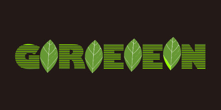 Word " Green " with leaf background or formed from leavesのイラスト素材