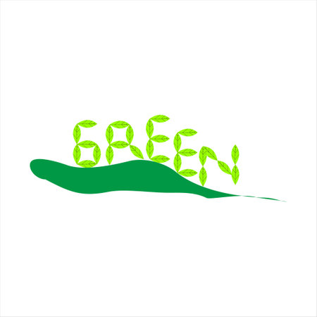 Word " Green " with leaf background or formed from leavesのイラスト素材