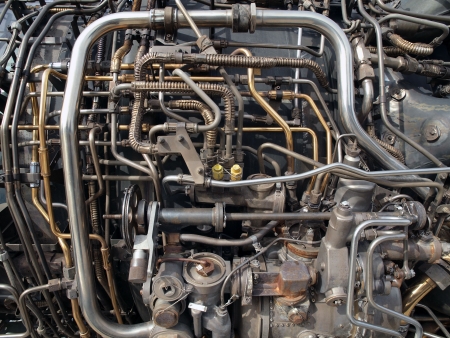 Jet engine tubing and layers of mechanical parts    の写真素材