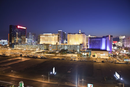 Las Vegas, Nevada, USA - September 7, 2011:  Night view towards the Las Vegas strip in southern Nevada.のeditorial素材