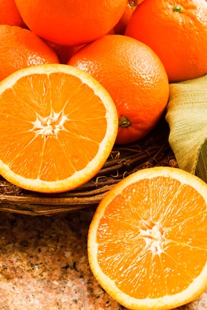 Juicy Navel Oranges make a delicious snack or a tasty addition to fruit salads.の写真素材