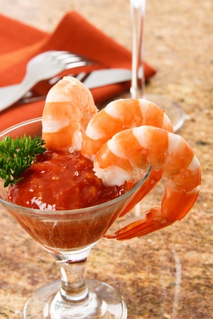 Three fresh shrimp are a delicious gourmet snack and a dangerous food allergen.の写真素材