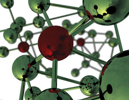 Abstract view of molecules. 3D rendering with raytraced textures.の写真素材