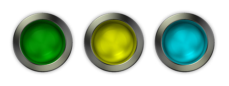 Collection of glossy buttons isolated on white.の写真素材