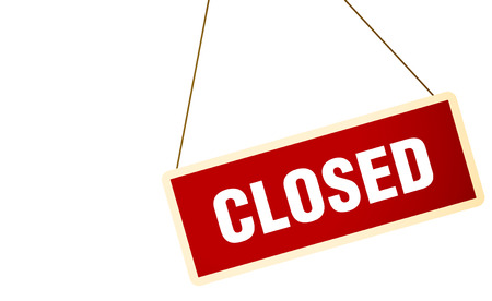 Vintage closed sign on white background. Concept.の写真素材