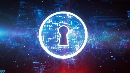 Keyhole. Internet Security Concept on a Cyber Background.