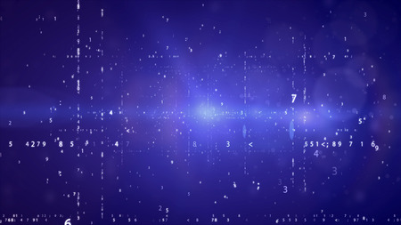 Cyberspace with digital binary code on blue background.の写真素材