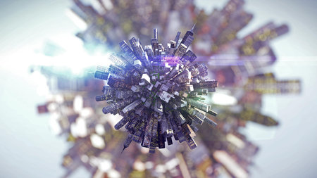 3d rendering of city globe. Skyscrapers Concept.の写真素材