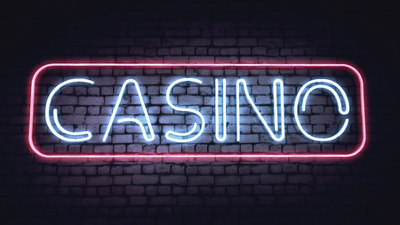 Casino sign on a white brick wall. Illustration.の写真素材