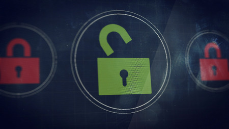 Unlocked icon on a HUD panel. Illustration concept.の写真素材