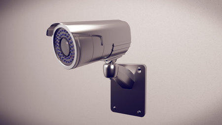 3D rendering of Security CCTV camera mounted on the building