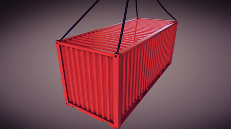 3d rendering of container hoisted by a craneの写真素材